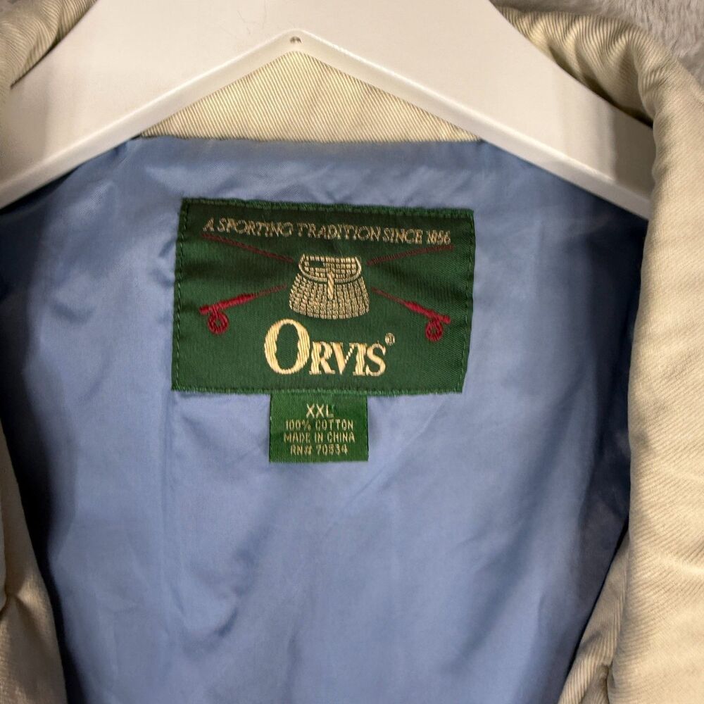 VTG Orvis Jacket Blazer Mens XXL Ivory Zambezi Fishing Elbow Patches Pockets 90s - Picture 3 of 12
